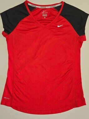 Nike Running Red and Black Dri-Fit Short Sleeved Work Out Shirt